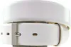 A close-up studio shot of a white belt with a silver buckle. Produktbild-Vorschau