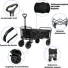 A diagram showing the features of a black foldable wagon. Produktbild-Vorschau