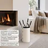 Kaminbesteck Set Leder Altweiß - Kaminwerkzeug Schwarz - Produktbild-Vorschau 6