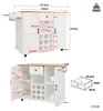 A diagram showing the dimensions of a white kitchen island with a wooden top. Produktbild-Vorschau