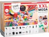 A box of craft supplies for children, showing various materials and two children crafting. Produktbild-Vorschau