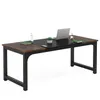 A modern office desk with a black and wood finish. Anteprima dell’immagine prodotto
