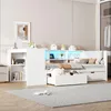 Lit plateforme en bois avec bureau intégré, étagère à Voir les images du produit 4