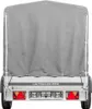The rear view of a gray trailer cover on a white background. Podgląd zdjęcia produktu