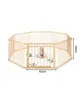 A baby is playing inside a wooden playpen with toys. Voir les images du produit