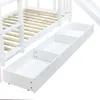 A white bunk bed with drawers and a slide is shown against a white background. Náhled obrázku produktu