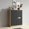Buffet Raven mit 3 Türen, Mattschwarz und Holzoptik, 121cm Produktbild-Vorschau 2