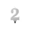 Sviečka číslo 3, strieborná metalíza 8 cm Náhľad obrázku produktu 5