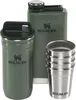 A set of Stanley outdoor drinkware, including a flask, a food jar, and stacked shot glasses, arranged on a white background. Produktbild-Vorschau