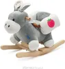 A plush donkey rocking toy on a wooden base, shown against a white background. Náhled obrázku produktu