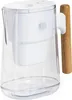 A white and clear water filter pitcher with a wooden handle on a white background. Podgląd zdjęcia produktu