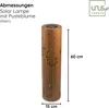 A solar garden lamp with a dandelion design is shown against a white background, with dimensions indicated. Produktbild-Vorschau