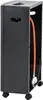A black gas heater with an orange hose and regulator visible inside. Produktbild-Vorschau