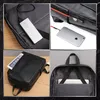 A collage of four images showing different aspects of a black rucksack, including its interior, exterior, and how it can be used to charge devices. Anteprima dell’immagine prodotto