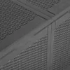A close-up view of the corner of a dark gray storage box with a woven texture and wooden trim. Náhled obrázku produktu