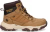 A side view of a brown leather boot with a thick sole. Produktbild-Vorschau
