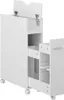 A white bathroom cabinet with an open drawer and a hinged lid. Náhled obrázku produktu