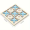 A wooden tic-tac-toe game with blue 'X' pieces and white 'O' pieces. Náhled obrázku produktu