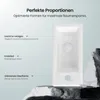 A white ceramic sink is presented with marketing text highlighting its features, set against a light gray background and textured rocks. Anteprima dell’immagine prodotto