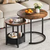 Balconera Couchtisch Rund, 2er Set Nisttisch, Stapelbarer Produktbild-Vorschau 5