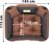 A top-down view of a dog bed with dimensions indicated by text and arrows. Anteprima dell’immagine prodotto