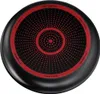The bottom view of a black frying pan with a red circular pattern and text. Voir les images du produit