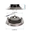 Two views of an LED downlight with dimensions indicated. Produktbild-Vorschau