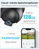 Marketing image showing storage options for a camera, including a microSD card slot and cloud service. Náhled obrázku produktu