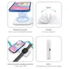 Collage of images showing features of a wireless charger. Produktbild-Vorschau