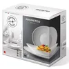 A product box for a set of dishes, showing a picture of the dishes and branding. Produktbild-Vorschau
