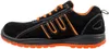 A side view of a black and orange work shoe against a white background. Produktbild-Vorschau