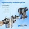 Diagram showing the high-efficiency filtration system of a vacuum cleaner. Produktbild-Vorschau
