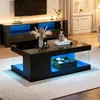 Table basse 50 x 100 x 35 cm, noir brillant, ensemble de Voir les images du produit 6