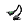 A black USB-C charging cable with two angled connectors and a green LED indicator. Anteprima dell’immagine prodotto