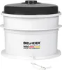 A white appliance with a black lid. Produktbild-Vorschau
