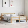 A wooden bed frame with white bedding in a bedroom setting. Produktbild-Vorschau