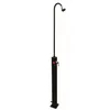 A black outdoor shower with a silver shower head and a foot pedal. Produktbild-Vorschau