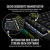 A close-up view of a gaming keyboard with a circular inset showing software interface. Produktbild-Vorschau