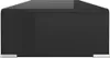 A black TV stand or monitor riser with gray feet, shown from the front. Voir les images du produit