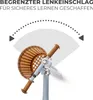 Close-up of a bicycle handlebar with a basket and a dotted arc indicating steering range. Produktbild-Vorschau