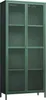 A tall, dark green display cabinet with two glass doors. Podgląd zdjęcia produktu