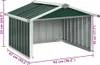 A diagram showing the dimensions of a green and silver metal shed. Náhľad obrázku produktu