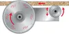 Diagram showing a circular saw blade and a smaller gear, with arrows indicating movement and rotation, positioned above a material that appears to be particle board or MDF. Produktbild-Vorschau