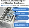 An ultrasonic cleaning device with cleaning solution instructions. Produktbild-Vorschau