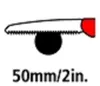A diagram showing a saw blade with a measurement indicator. Podgląd zdjęcia produktu