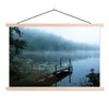 MuchoWow® Textilposter Natur - See - Wald - Nebel 120x80 cm Produktbild-Vorschau 1