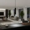A modern interior scene with a focus on a reception desk area, featuring a bell and a ledger. Náhľad obrázku produktu