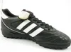 A black Adidas Kaiser 5 Team soccer shoe with white stripes is shown against a white background. Produktbild-Vorschau