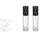 Two glass spray bottles with black spray heads are shown against a white background. A diagram with dimensions is also present. Produktbild-Vorschau