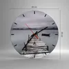 Wanduhr - Rund - Glasuhr - Brücke See - 40x40cm - Produktbild-Vorschau 3